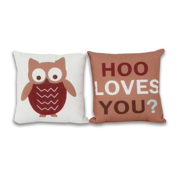 Owl 'Hoo' Loves You 8x8inch Pillows (Set of 2) Free Shipping On