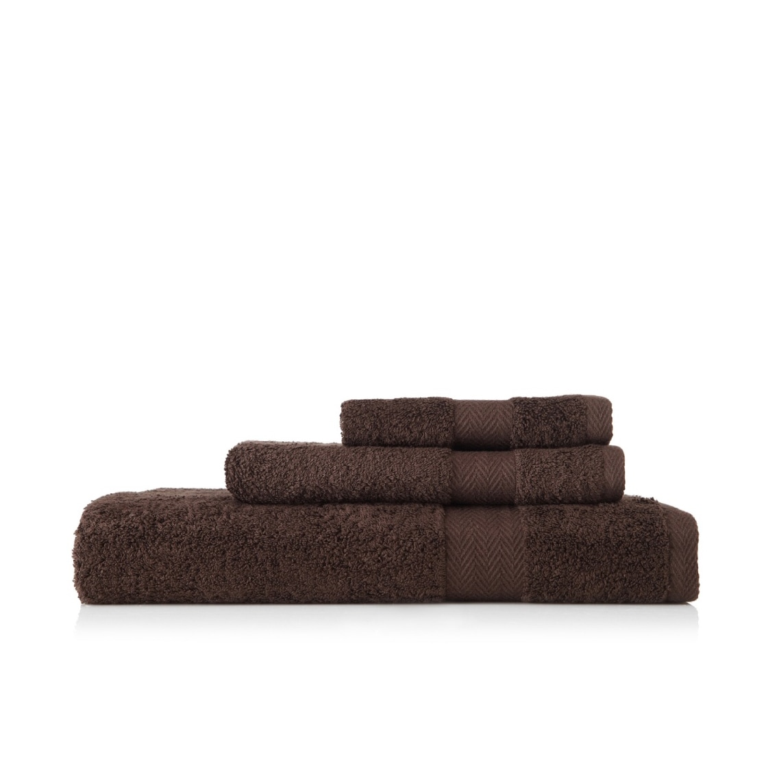 Pima Cotton Chevron Border Dark Brown 3 piece Towel Set