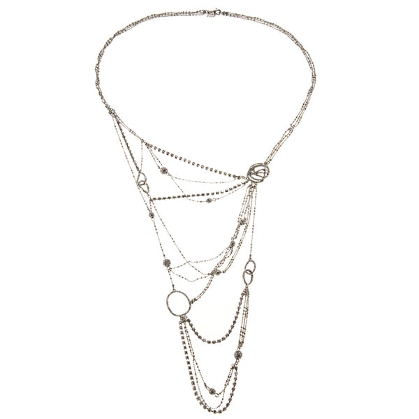 ABS by Allen Schwartz Silvertone White CZ Multi row Fashion Necklace ABS by Allen Schwartz Fashion Necklaces