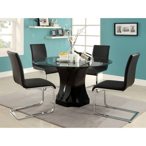 Shop Furniture of America Fivepiece Glass Dining Table Set Free