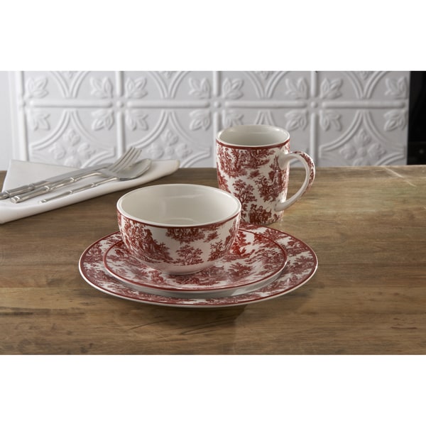 Waverly Country Life Red 16 piece Dinnerware Set Waverly Casual Dinnerware