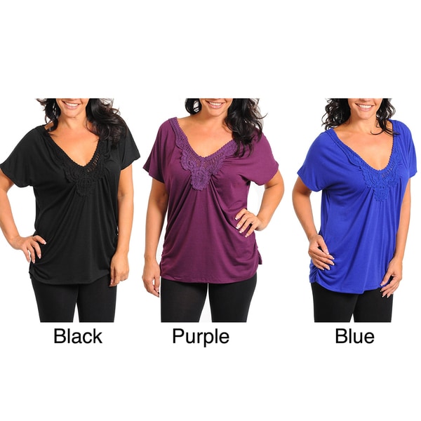 Stanzino Women's Plus Neckline Detail Top Stanzino Tops