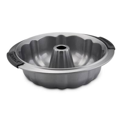 Anolon Advanced Nonstick Bakeware 9 1/2-inch Grey with Silicone Grips Fluted Mold Pan
