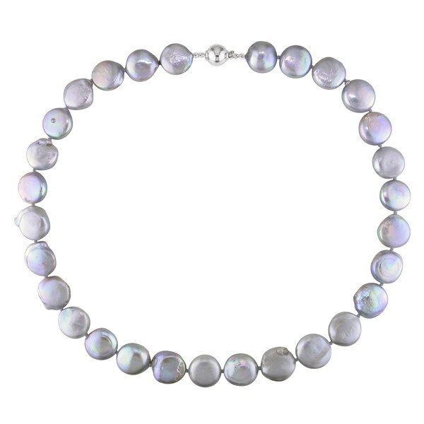 48/" 14MM black Coin Pearl Necklace Long Pearl  necklace