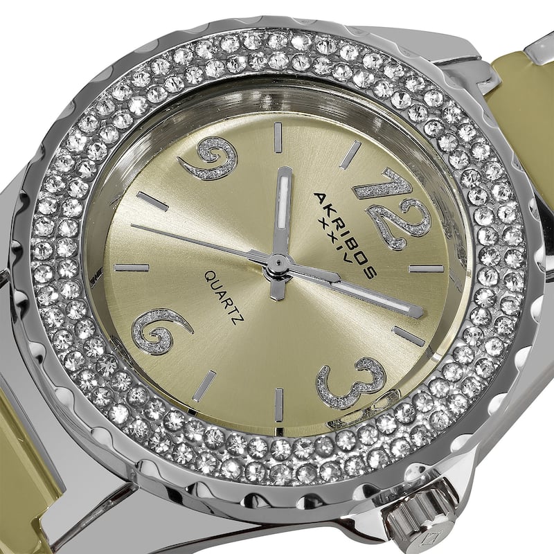 Akribos XXIV Women's Quartz Water-Resistant Mineral-Crystal Ceramic Bracelet Watch