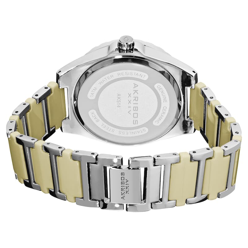 Akribos XXIV Women's Quartz Water-Resistant Mineral-Crystal Ceramic Bracelet Watch