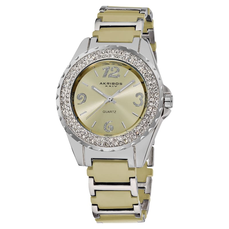 Akribos XXIV Women's Quartz Water-Resistant Mineral-Crystal Ceramic Bracelet Watch