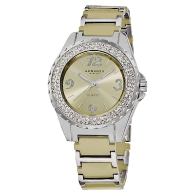 Akribos XXIV Women's Quartz Water-Resistant Mineral-Crystal Ceramic Bracelet Watch