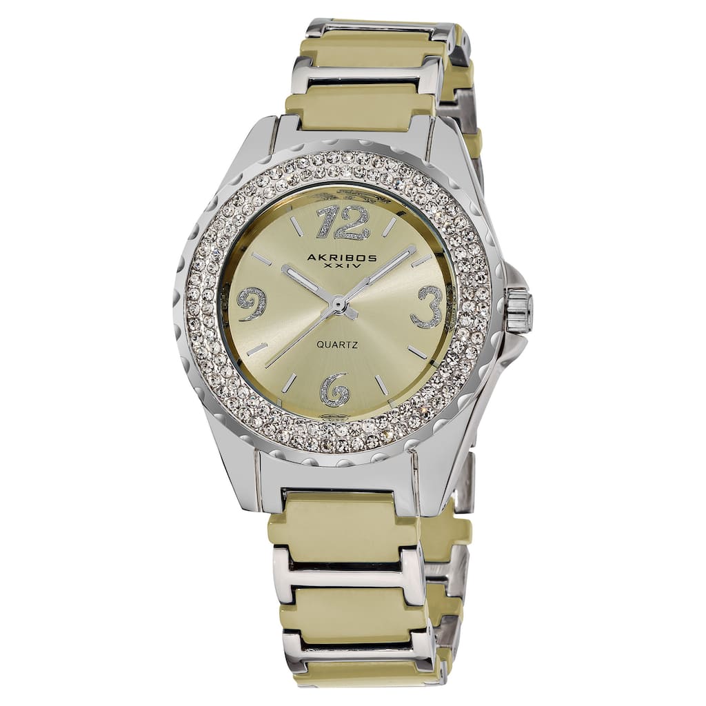 Akribos XXIV Women's Quartz Water-Resistant Mineral-Crystal Ceramic Bracelet Watch