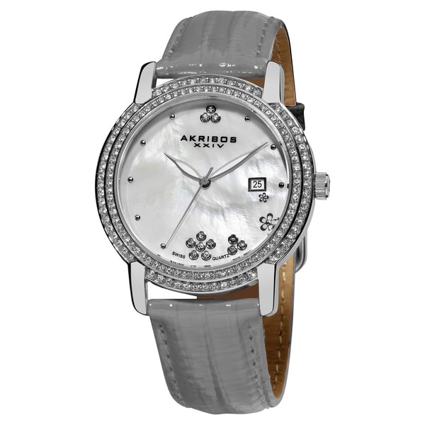 Akribos XXIV Women's Swiss Quartz Crystal Mother of Pearl Strap Watch Akribos XXIV Women's Akribos XXIV Watches