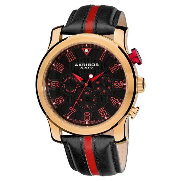 Black/ Red Akribos XXIV Men's Stainless Steel Multifunction Sport Watch Akribos XXIV Men's Akribos XXIV Watches