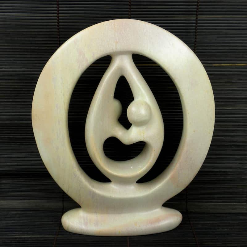 Handmade Lovers Embrace Soapstone Statue (Kenya)