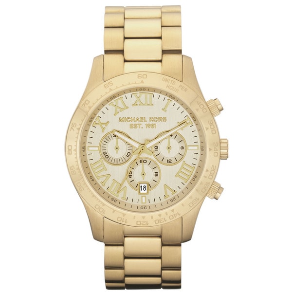 Shop Michael Kors Men's 'Layton' Goldtone Chronograph Watch - Gold ...