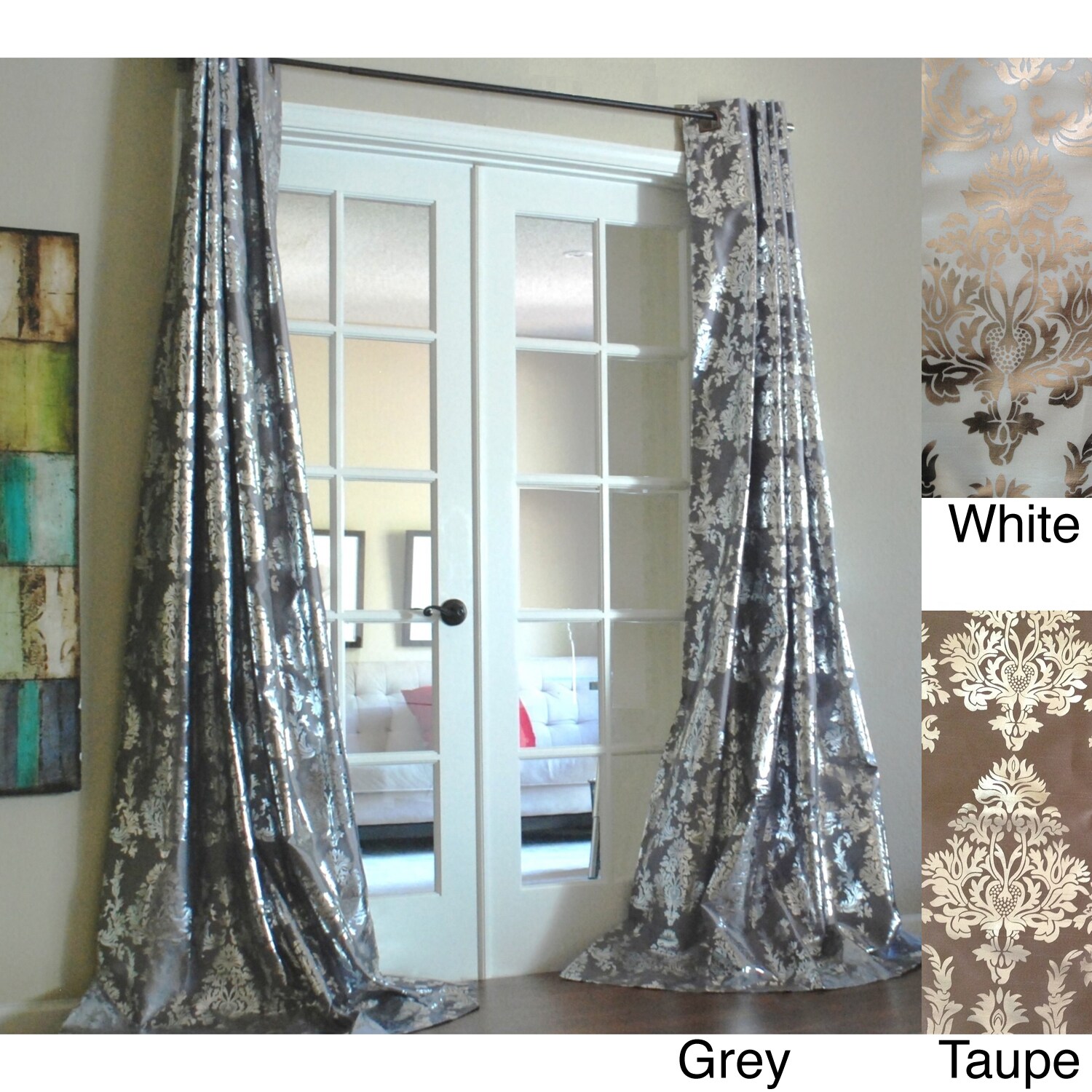 Shop Lambrequin Amirah Intricate Damask Metallic Curtain Panel On