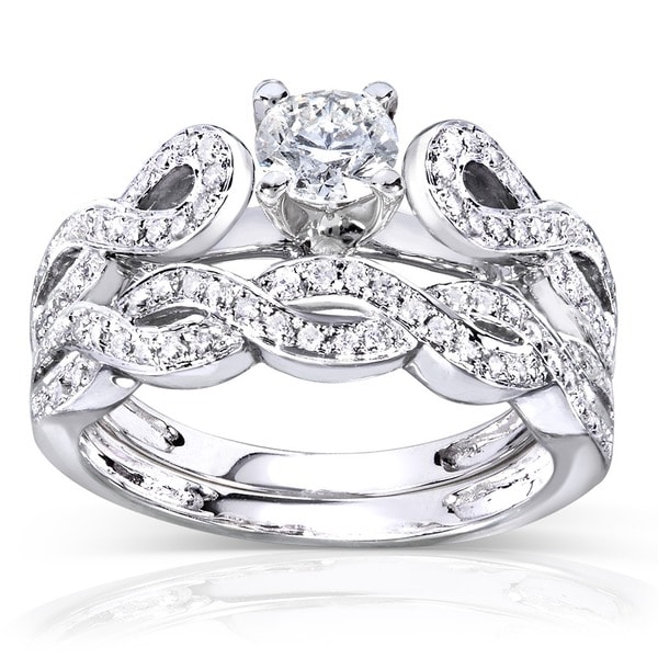 Annello by Kobelli 14k White Gold 1/2ct TDW Vintage Braided Diamond Bridal Set (H-I, I1-I