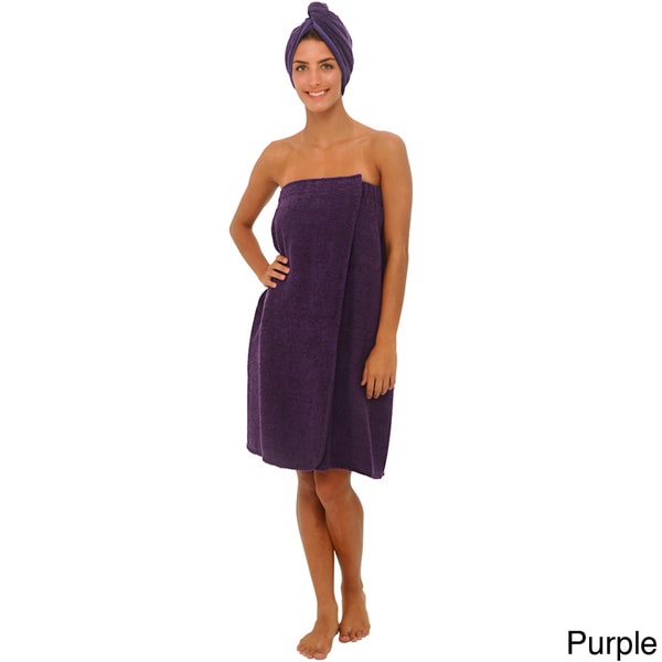 Alexander Del Rossa Women's Terry Towel Wrap with Head Wrap Alexander Del Rossa Pajamas & Robes