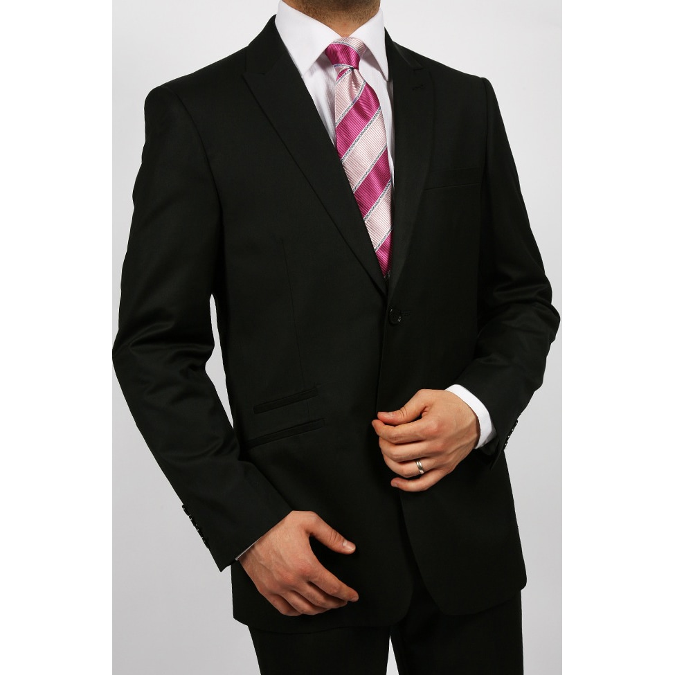 Ferreccis Mens Black Peak Lapel Two piece Suit