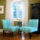 preview thumbnail 1 of 1, Handy Living Bradstreet Damask Turquoise Blue Armless Chairs Set of 2