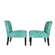 preview thumbnail 2 of 1, Handy Living Bradstreet Damask Turquoise Blue Armless Chairs Set of 2