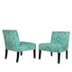 preview thumbnail 3 of 1, Handy Living Bradstreet Damask Turquoise Blue Armless Chairs Set of 2