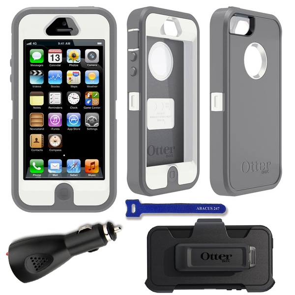 OtterBox Defender iPhone 5 Protector Case / 2000 mAh Charger / Hook and Loop Cable Tie