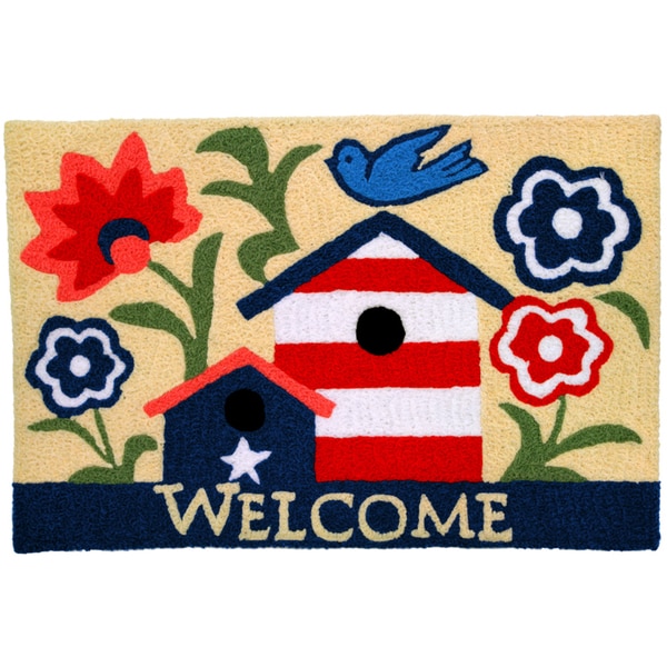 Patriotic Birdhouse Brown Indoor/ Outdoor Rug (19 x 29)  