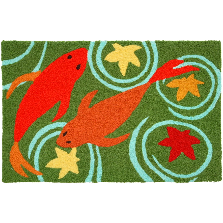 Koi Pond Green Indoor/ Outdoor Rug (19 X 29)