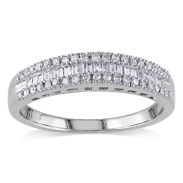 Miadora 14k White Gold 1/4ct TDW Baguette-cut Diamond Ring - Free ...