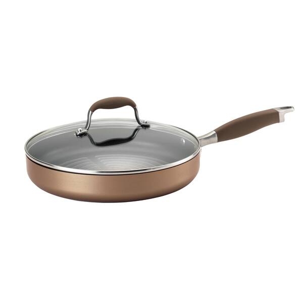 Anolon Advanced Home Hard-Anodized Nonstick Deep Frying Pan with Lid, 12-Inch, Bronze