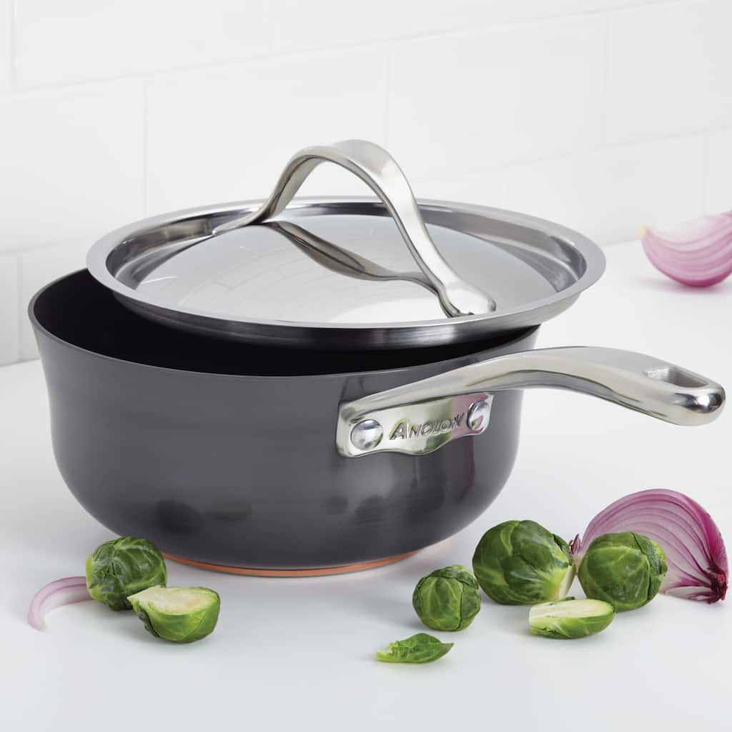 Anolon Nouvelle Copper Hard-anodized Nonstick 2 1/2-quart Dark Grey Covered Saucier