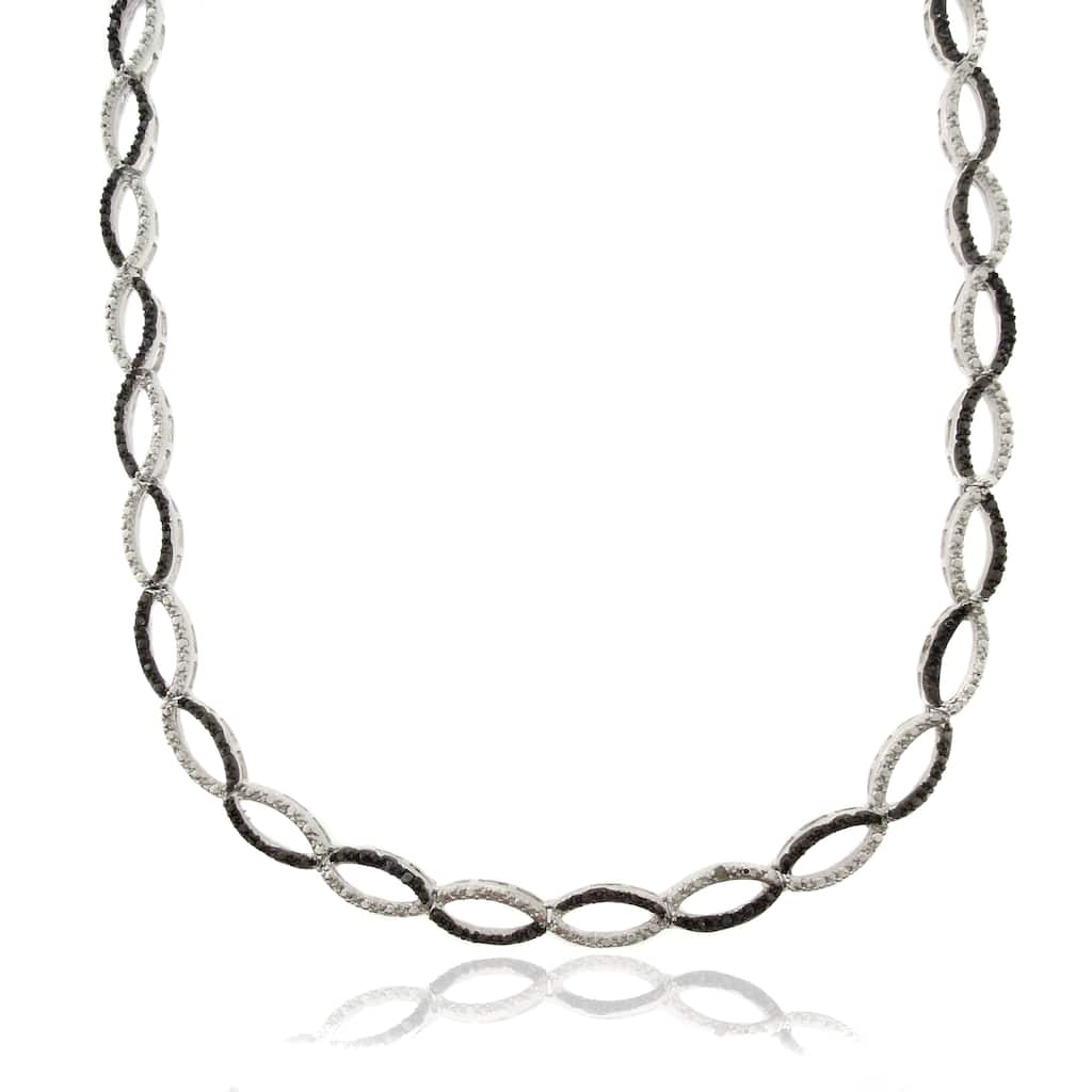 Finesque Silver Overlay 1/4ct TDW Black Diamond Infinity Necklace