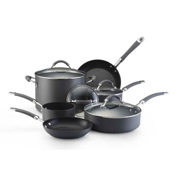 Shop KitchenAid Hard-anodized Nonstick 10-piece Grey Cookware Set - Free Shipping Today 