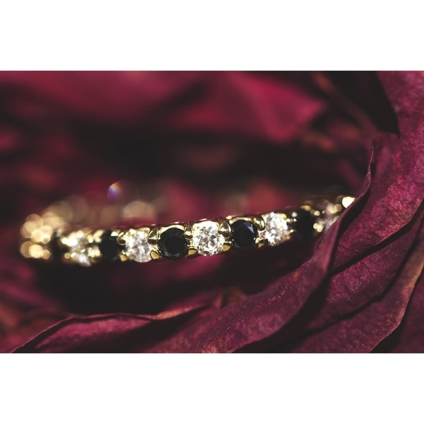 Annello by Kobelli 14k Yellow Gold 1ct TDW Black and White Diamond Ring