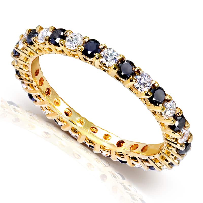 Annello by Kobelli 14k Yellow Gold 1ct TDW Black and White Diamond Ring