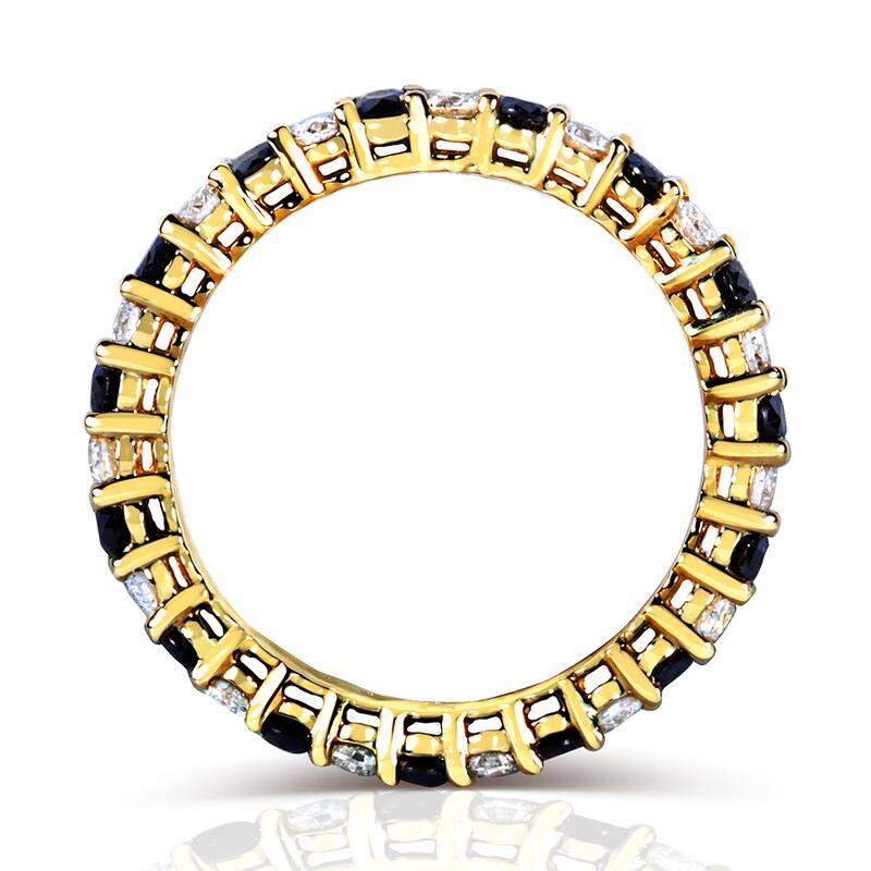 Annello by Kobelli 14k Yellow Gold 1ct TDW Black and White Diamond Ring
