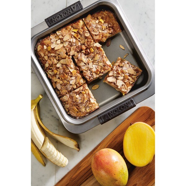 Anolon Advanced Nonstick Bakeware 9-inch Grey with Silicone Grips Square Cake Pan