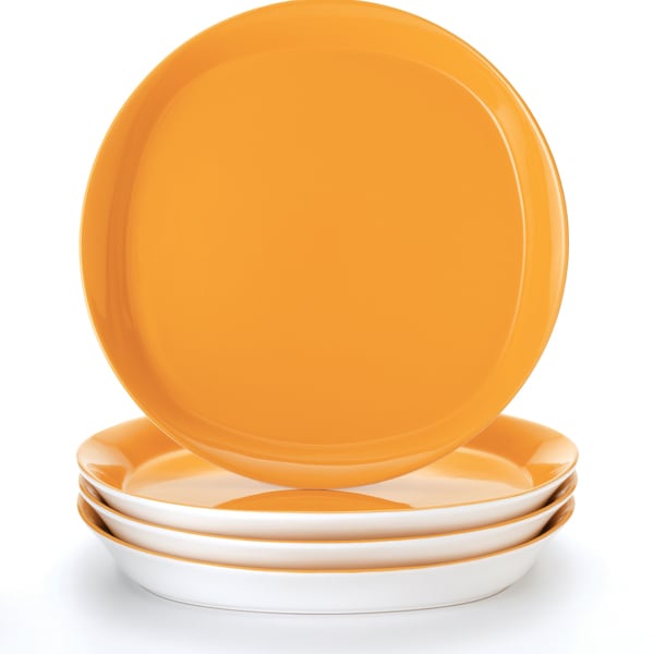 Rachael Ray Round and Square Lemon Zest 4 Piece Dinner Plate Set