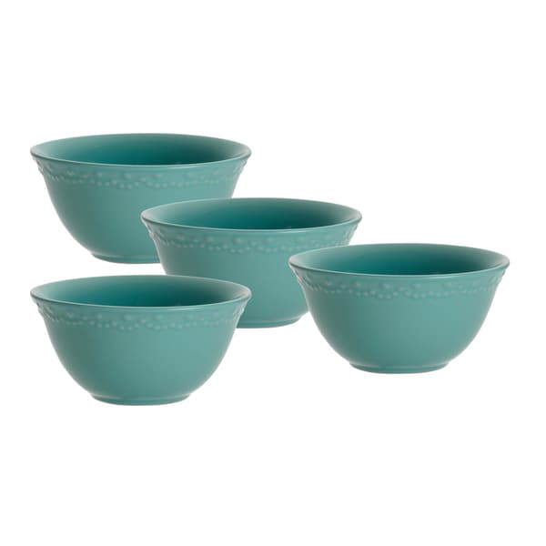 Paula Deen Whitaker Aqua 6-inch Cereal Bowls (Set of 4) - Free Shipping ...