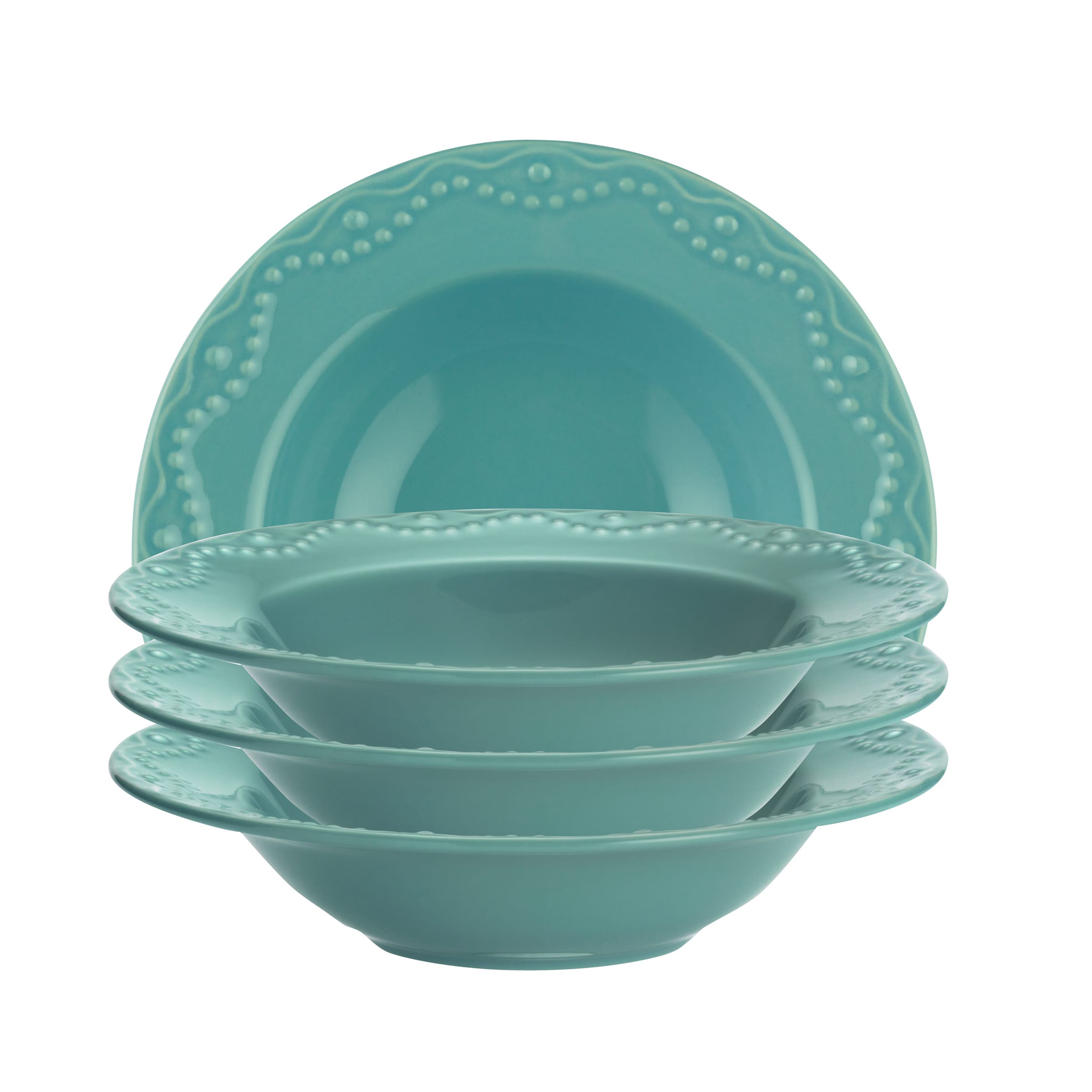 Shop Paula Deen Whitaker Aqua 9-inch Soup Bowls (Set of 4) - Free ...