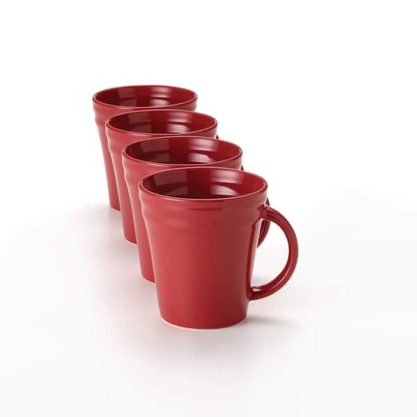 Porcelain Coffee Mugs Set of 4 - 12 Ounce Cups with Handle for Hot