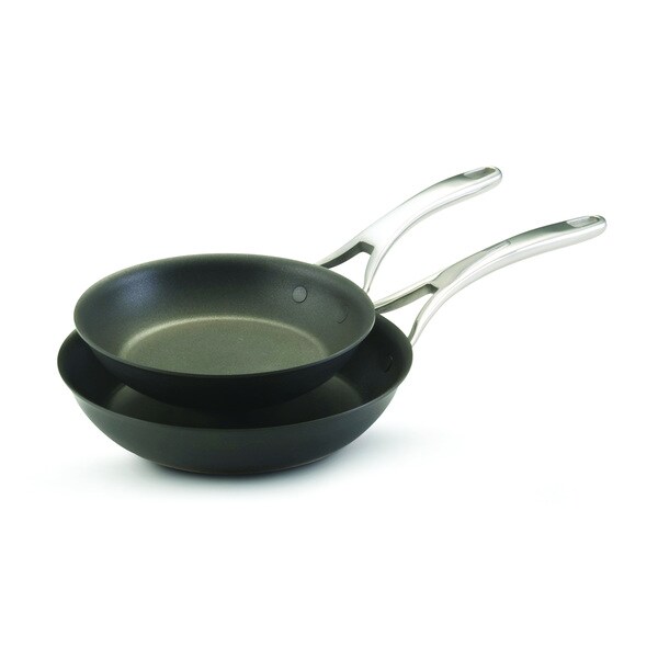 Dark Gray Anolon Nouvelle Copper Hard-Anodized Nonstick Twin Pack French Skillets 8-Inch and 10-Inch