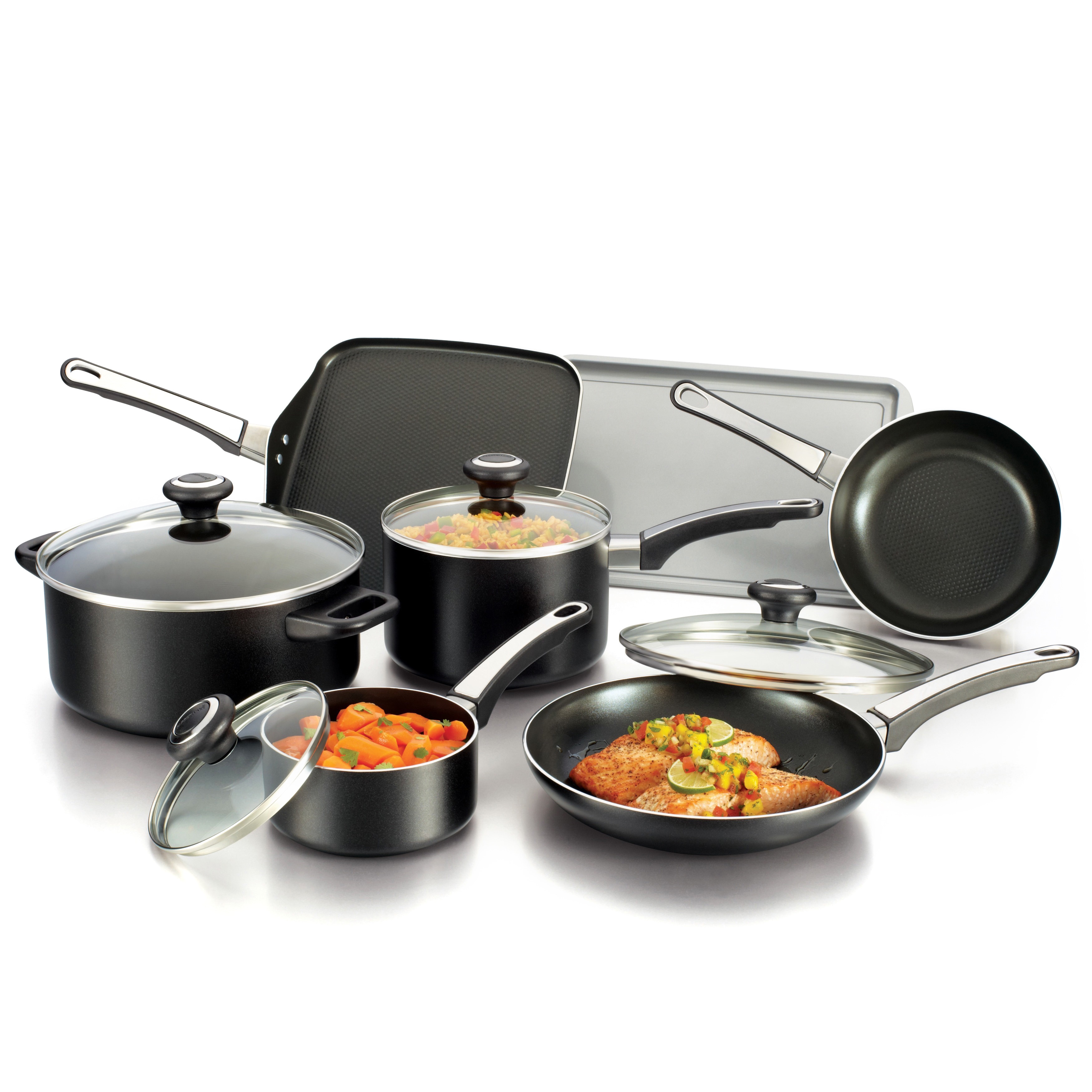 Black Nonstick 12 piece Cookware Set Today $103.99