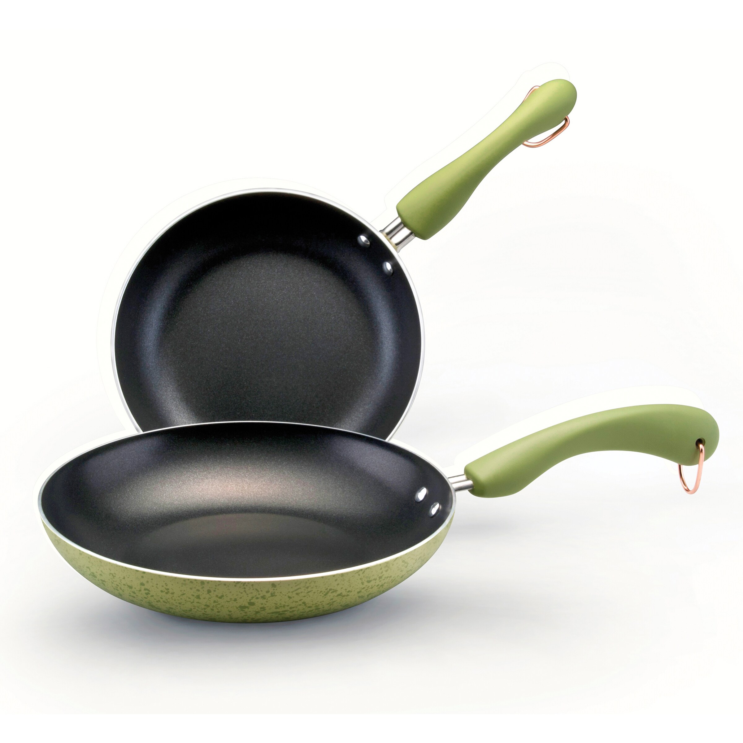 Paula Deen Green Speckle Porcelain 8 Inch And 10 Inch Twin Pack Skillets Overstock 7468997