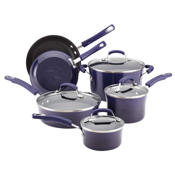 Rachael Ray Hard Enamel Nonstick 10 piece Purple Gradient Cookware Set