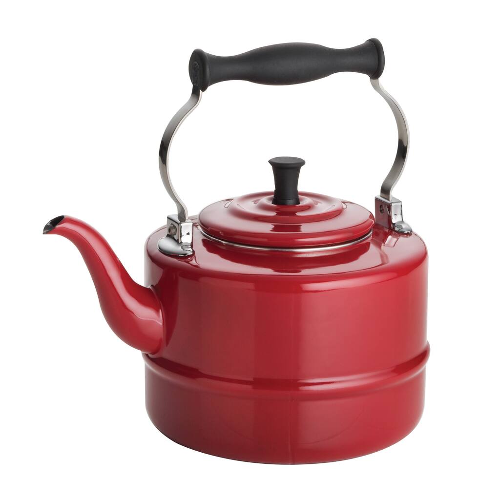 BonJour Tea Red Porcelain Enameled Teakettle