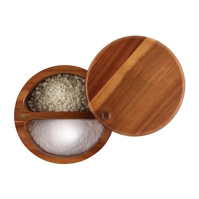 Paula Deen Signature Pantryware Wooden 2-Compartment Round Salt Box