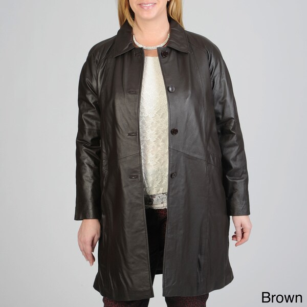 Excelled Women's Plus Size Leather Swing Coat - 14917127 - Overstock ...