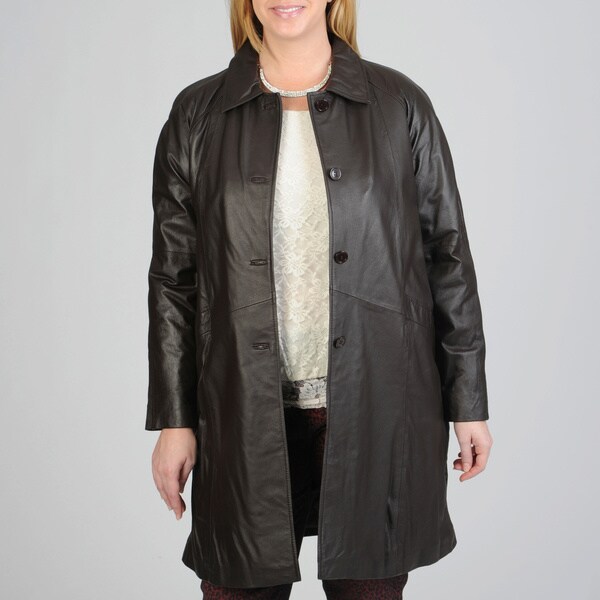 Shop Excelled Women S Plus Size Leather Swing Coat Free