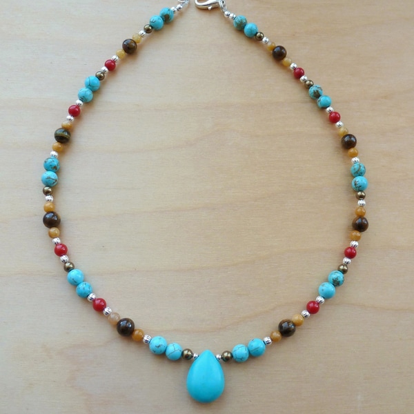 Shop Every Morning Design Turquoise and Tiger Eye Necklace - Free ...
