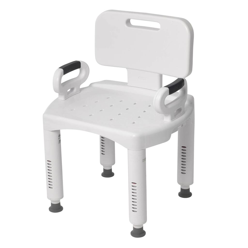 Drive Medical Premium Series Shower Chair with Back and Arms - White
